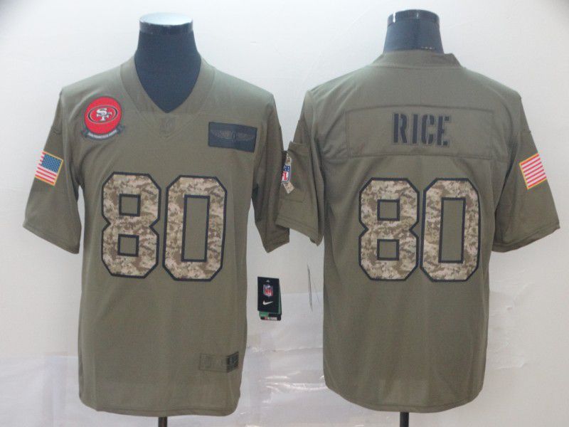 Men San Francisco 49ers #80 Rice Nike 2019 Olive Camo Salute to Service Limited NFL Jerseys->san francisco 49ers->NFL Jersey